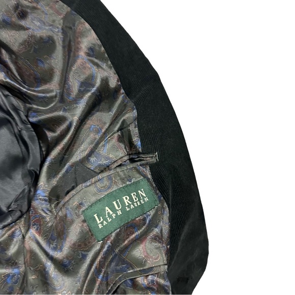 Ralph Lauren Black Corduroy Sport Coat Two Button Jacket Sz 44L 100% Cotton Suit - Picture 10 of 16